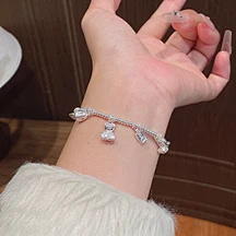 four coin charm silver bracelet